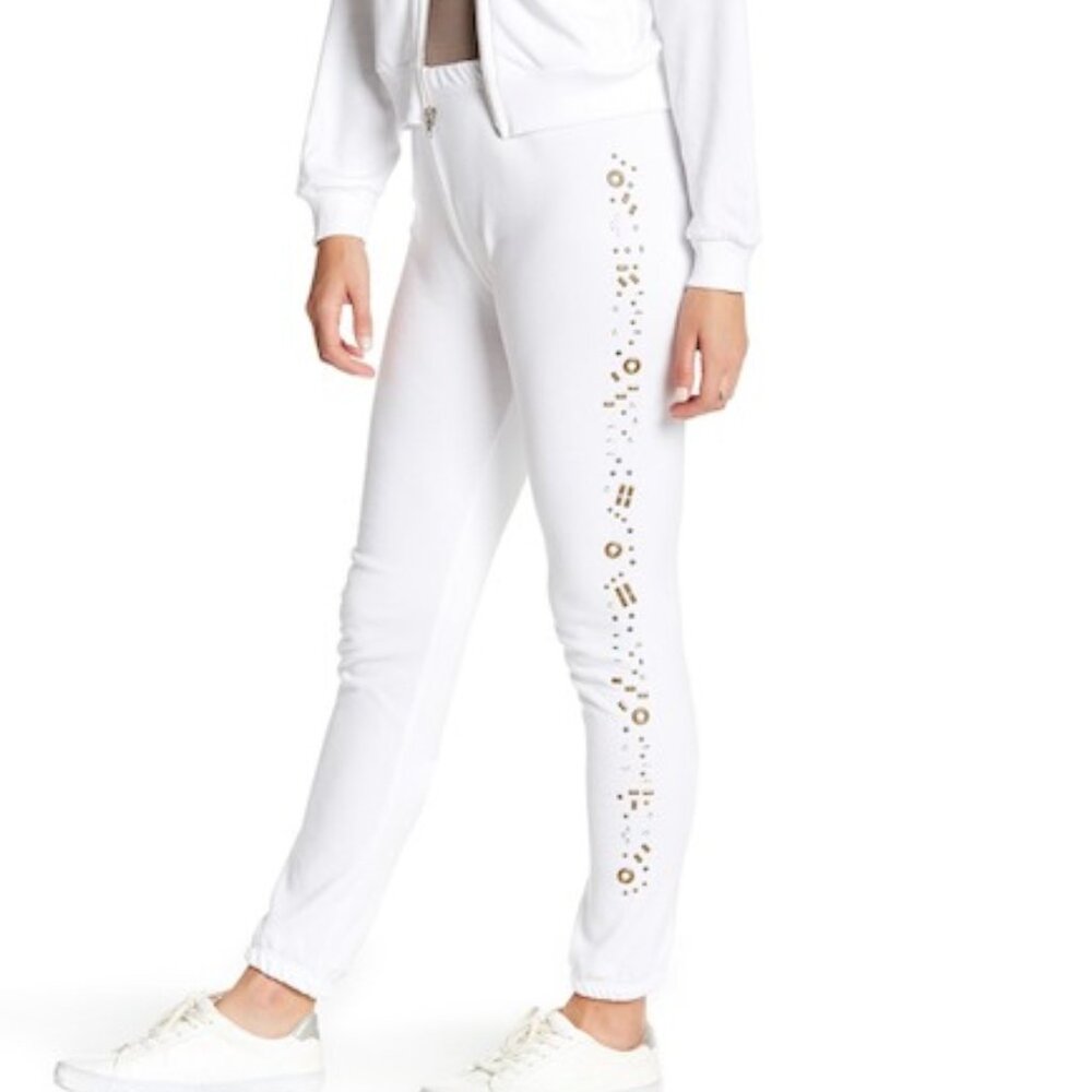 Wildfox Knox Urban Cowgirl Joggers Sweatpants White Embellished Size XL NEW